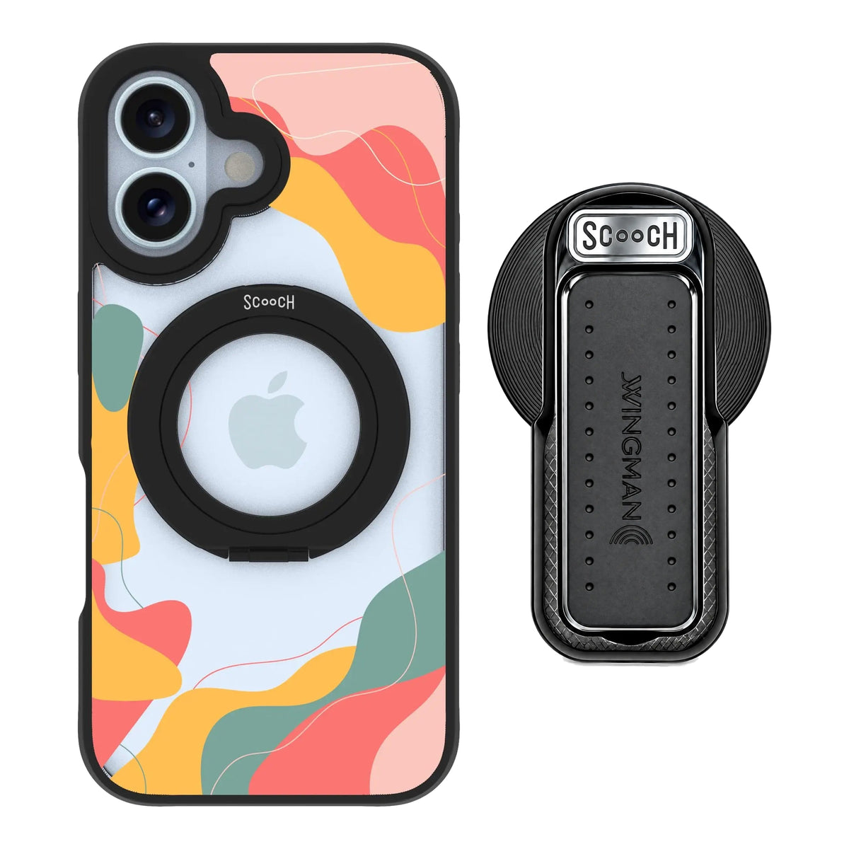 HaloCase Abstract Pastel for iPhone 16 with Black Wingback for MagSafe
