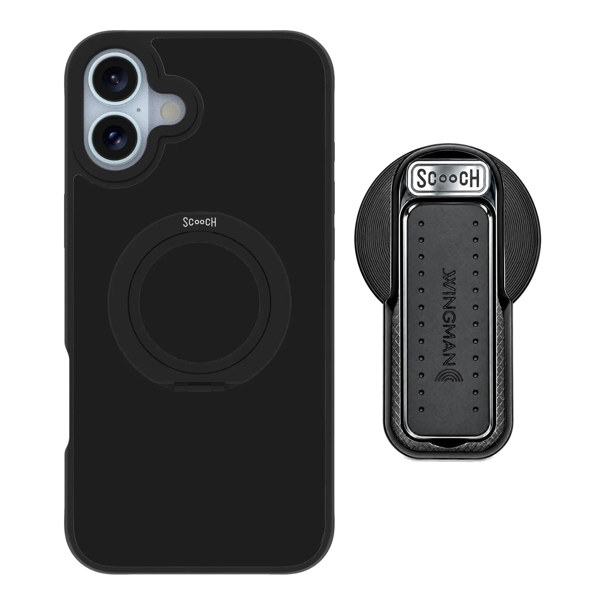 HaloCase Black for iPhone 16 Plus with Black Wingback for MagSafe