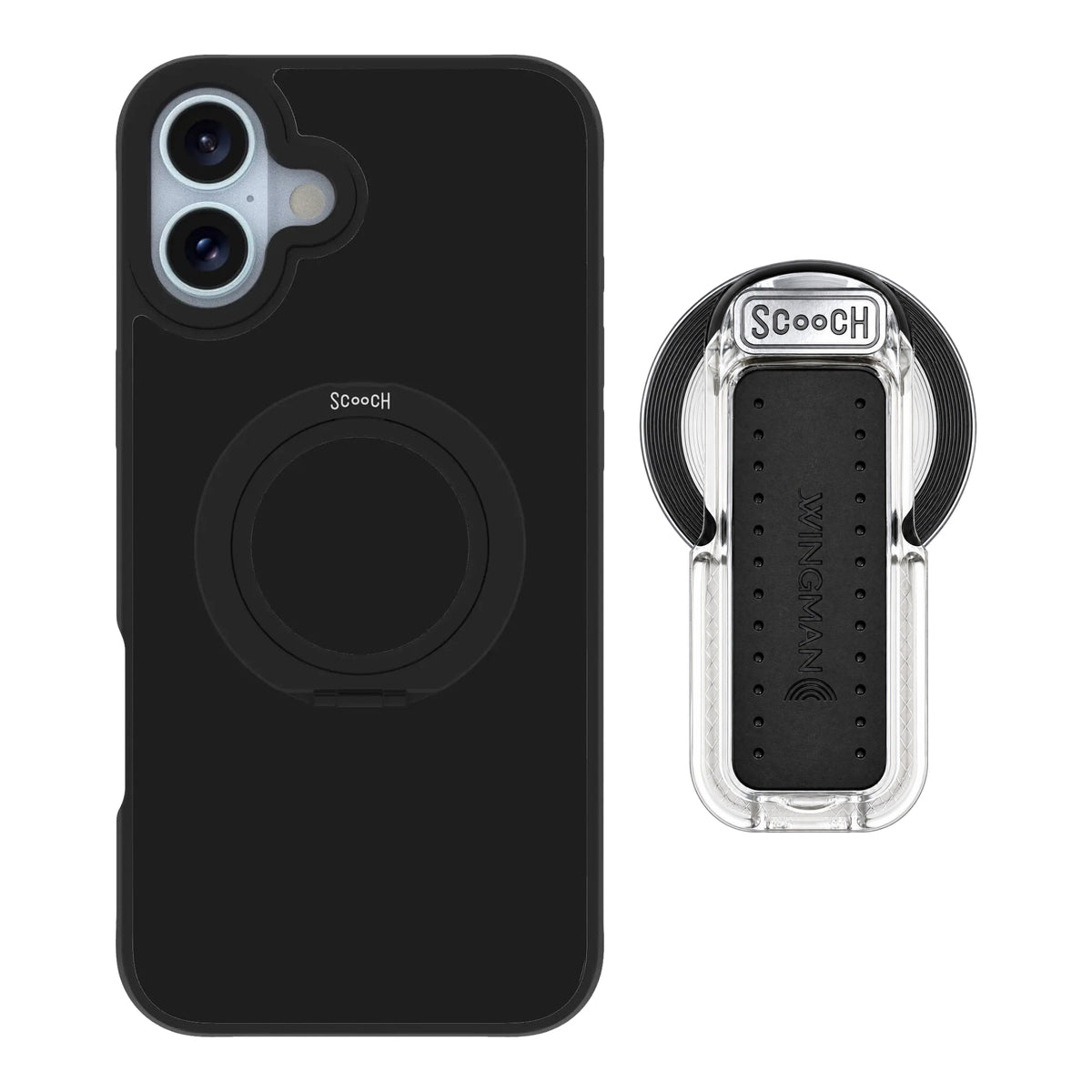 HaloCase Black for iPhone 16 Plus with Clear Wingback for MagSafe