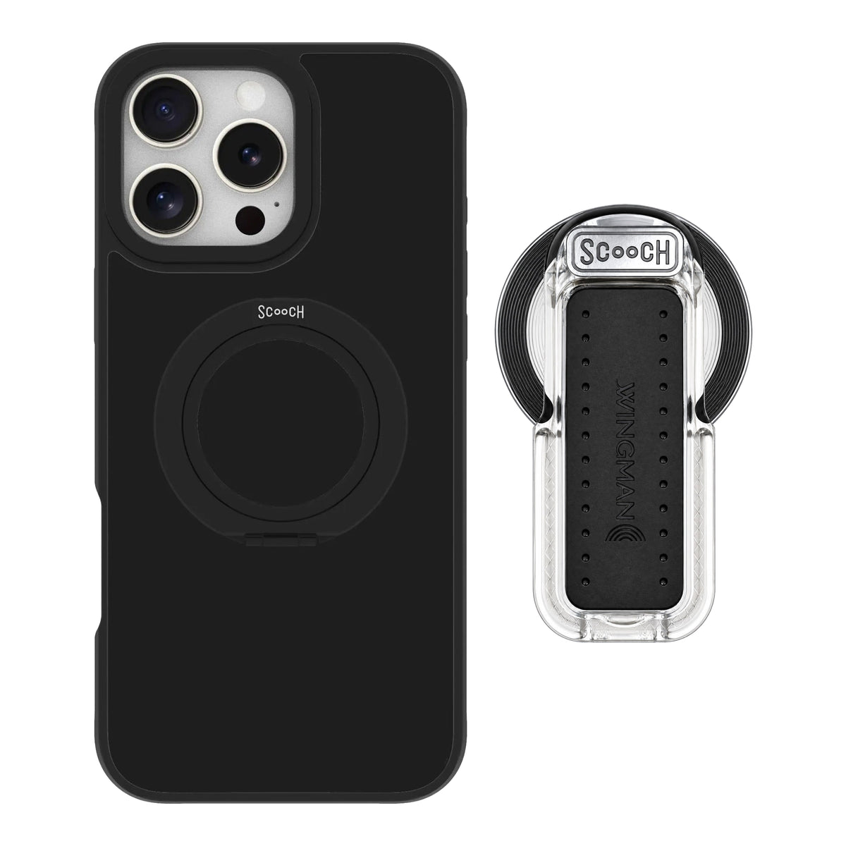 HaloCase Black for iPhone 16 Pro Max with Clear Wingback for MagSafe