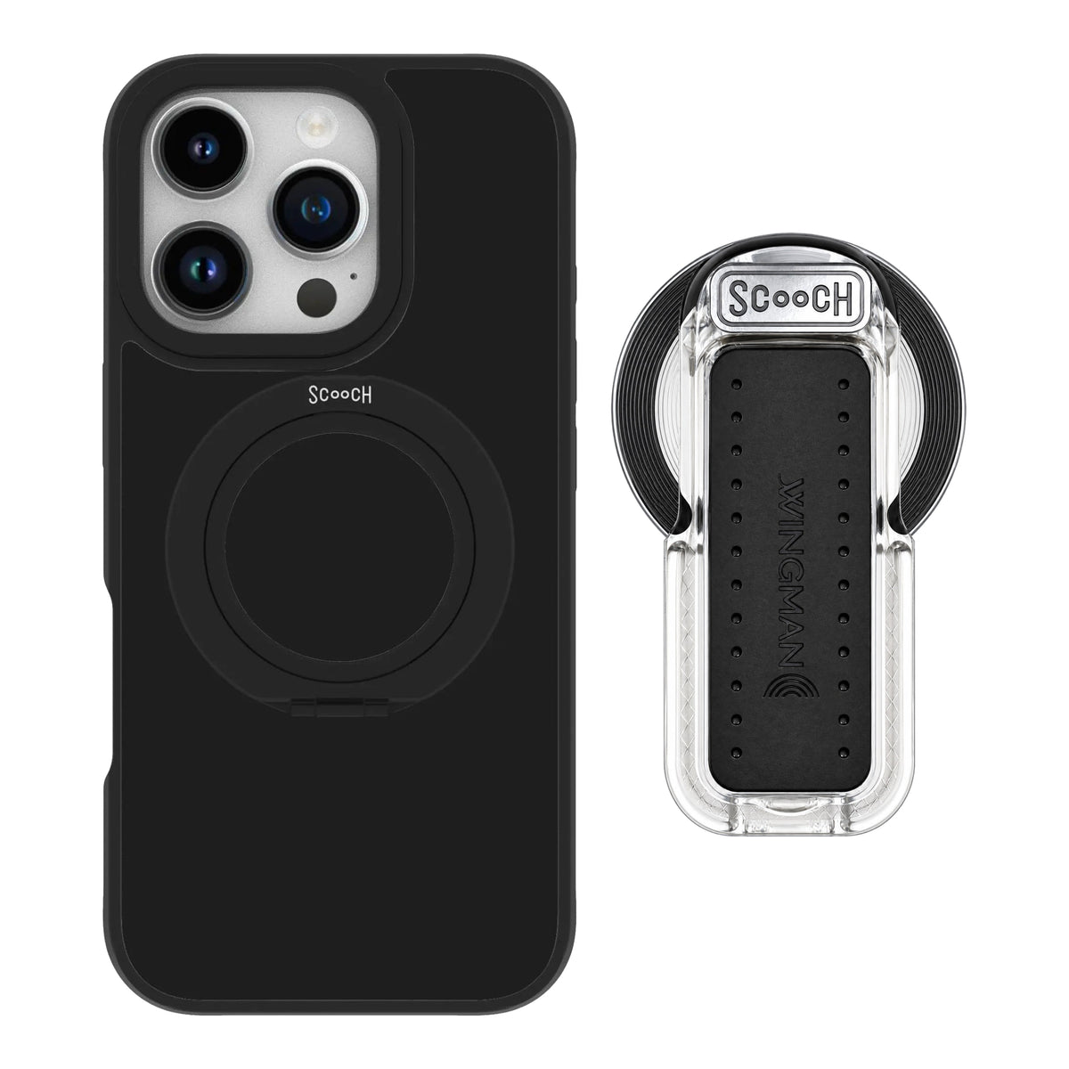 HaloCase Black for iPhone 16 Pro with Clear Wingback for MagSafe