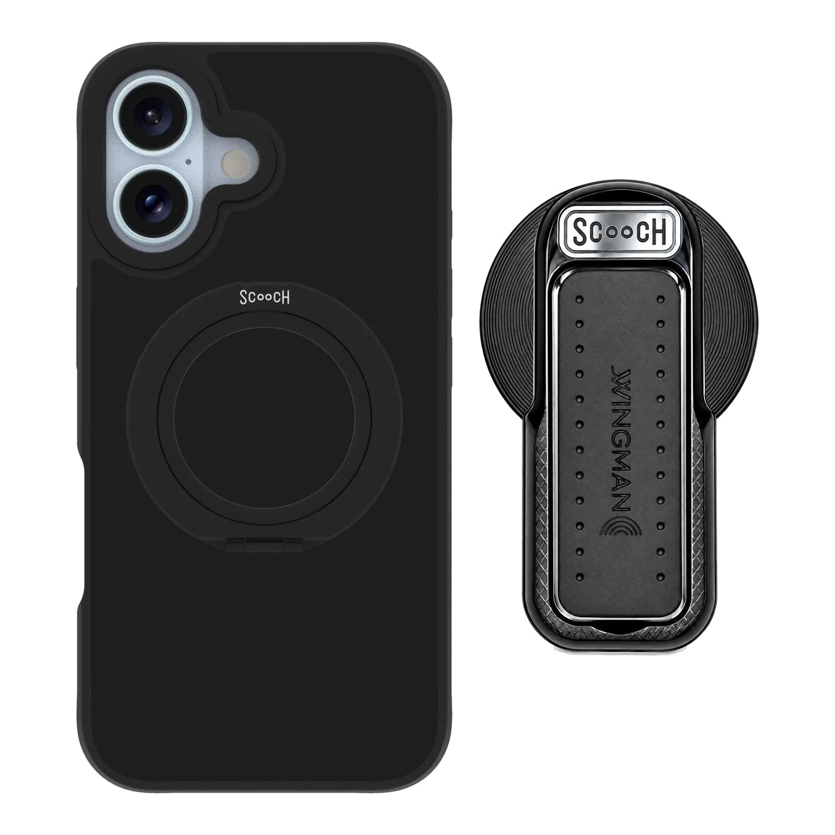 HaloCase Black for iPhone 16 with Black Wingback for MagSafe