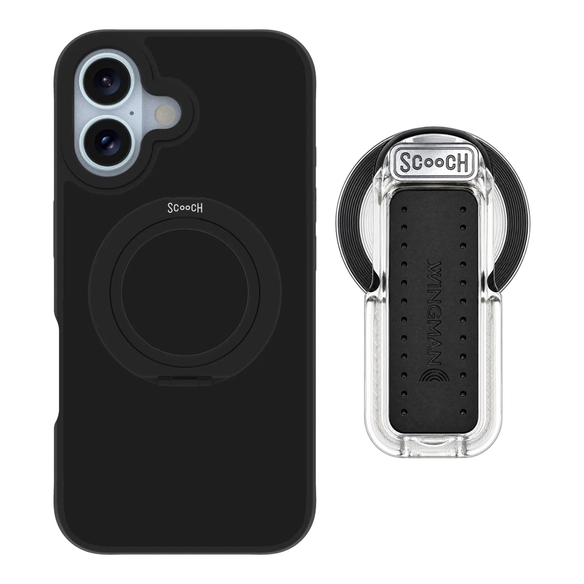 HaloCase Black for iPhone 16 with Clear Wingback for MagSafe