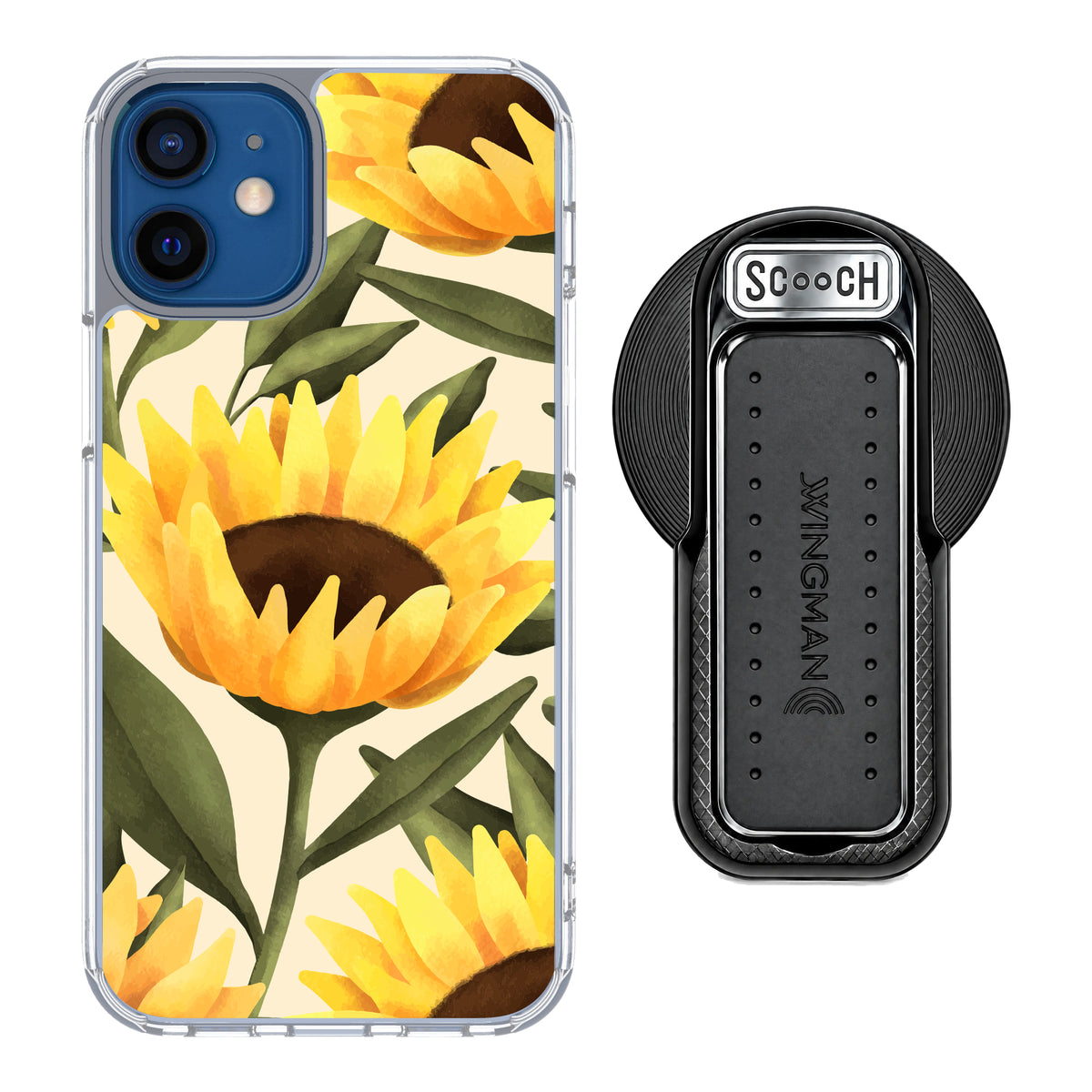 MagCase Blooming Sunflowers for iPhone 12 mini with Black Wingback for MagSafe
