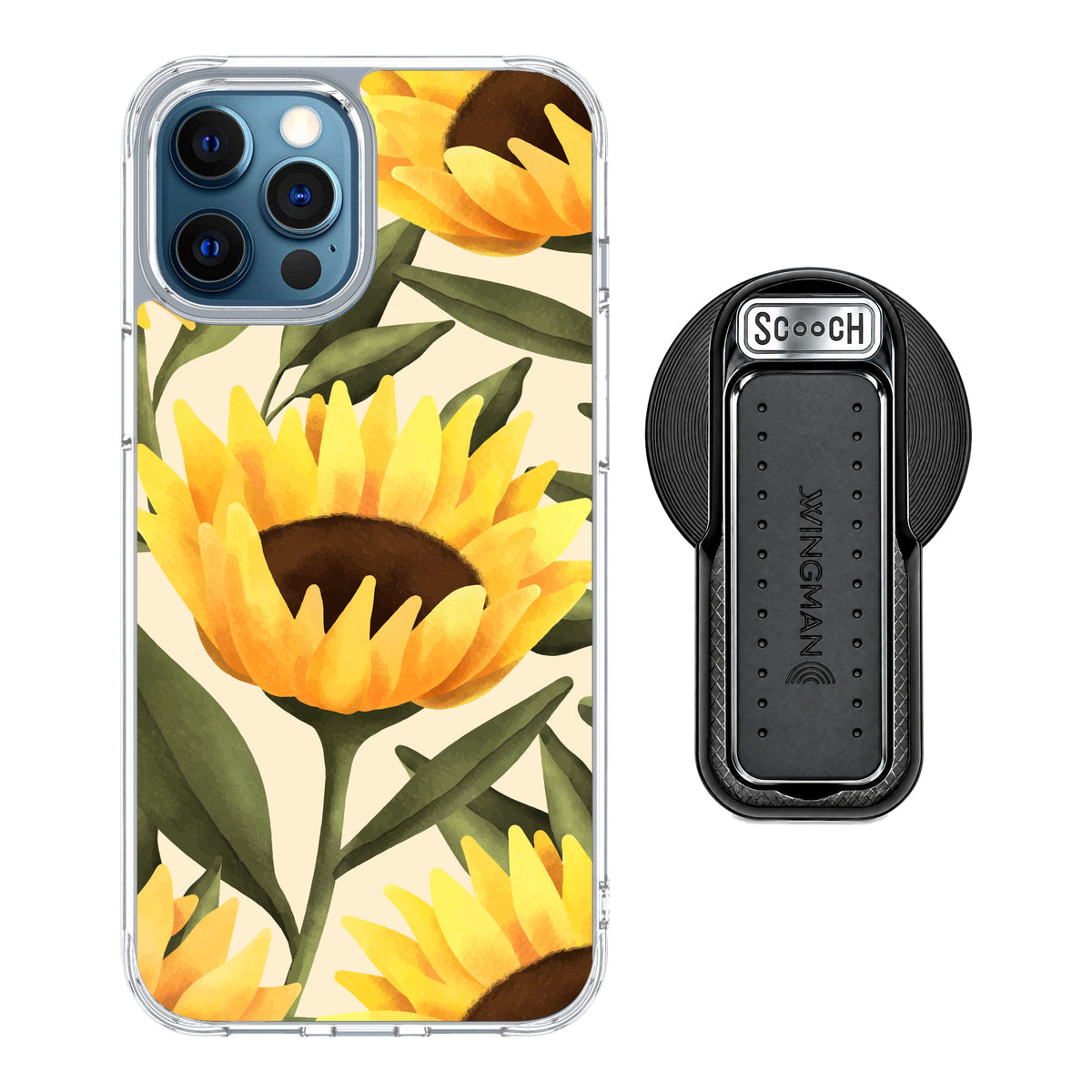 MagCase Blooming Sunflowers for iPhone 12 Pro Max with Black Wingback for MagSafe