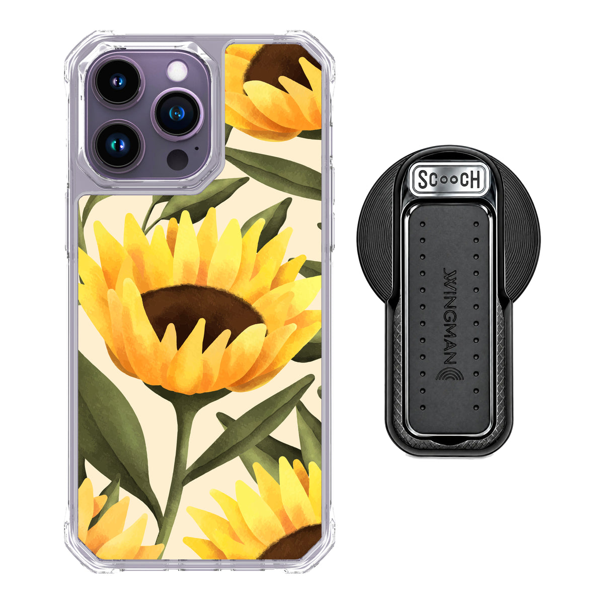 MagCase Blooming Sunflowers for iPhone 14 Pro Max with Black Wingback for MagSafe