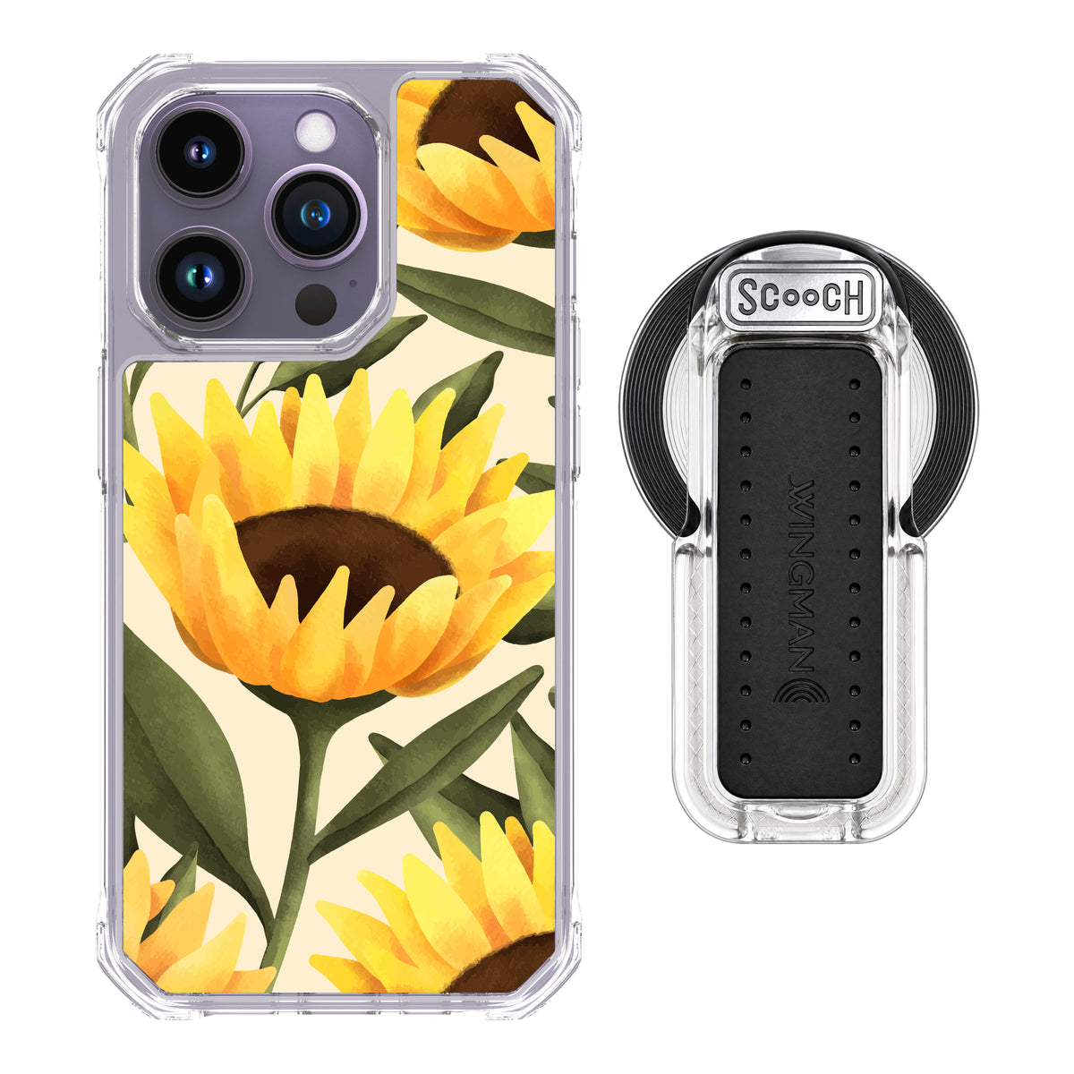 MagCase Blooming Sunflowers for iPhone 14 Pro with Clear Wingback for MagSafe