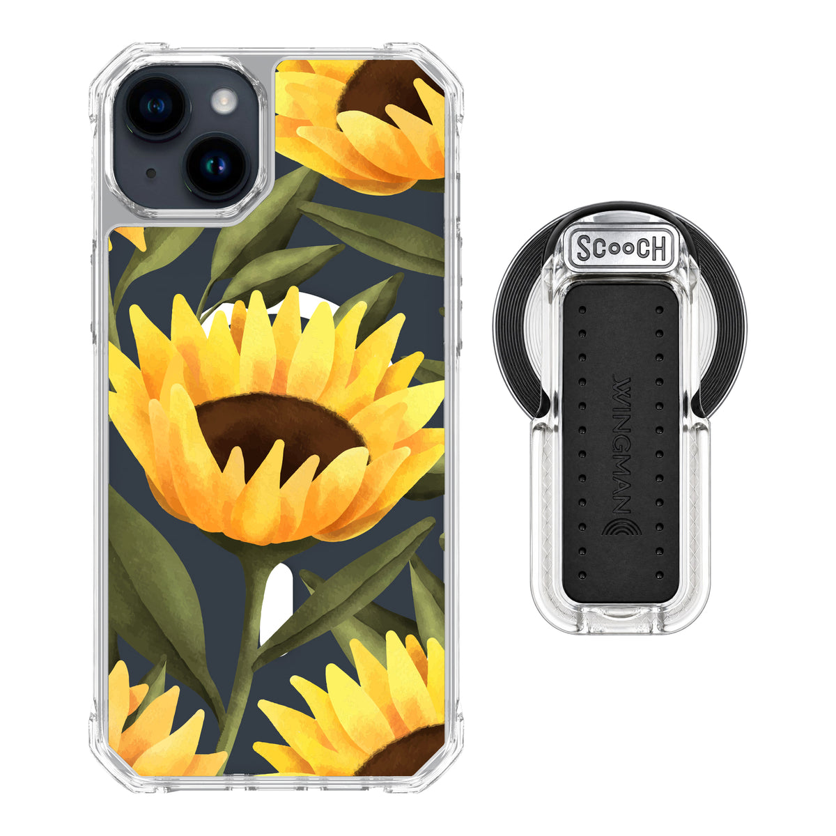 MagCase Blooming Sunflowers for iPhone 15 Plus with Clear Wingback for MagSafe