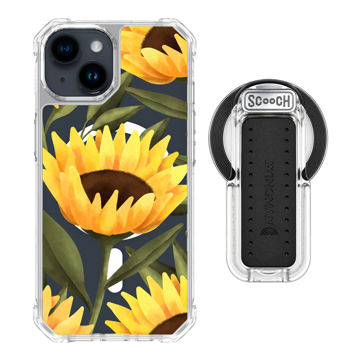 MagCase Blooming Sunflowers for iPhone 15 with Clear Wingback for MagSafe