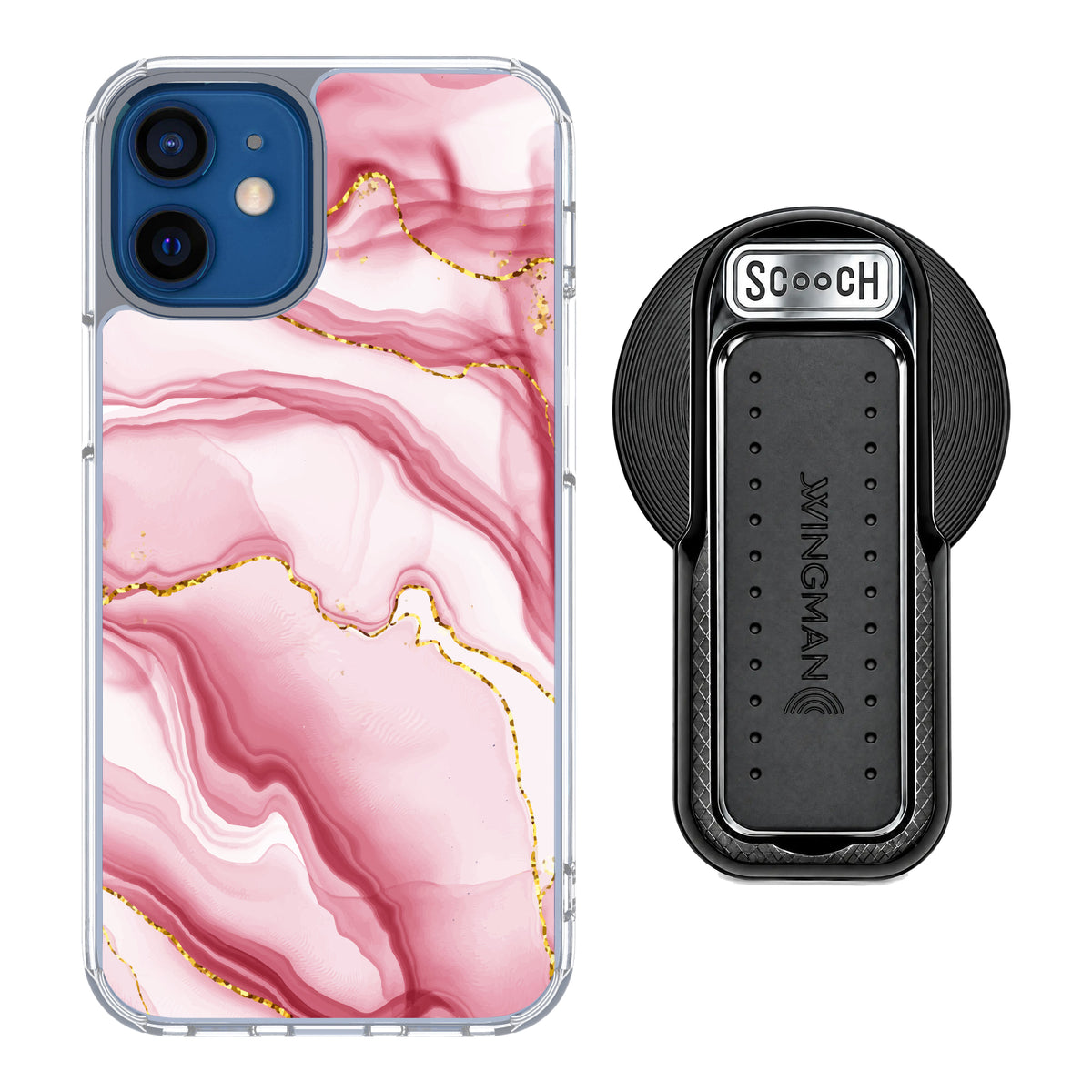 MagCase Blush Marble for iPhone 12 mini with Black Wingback for MagSafe