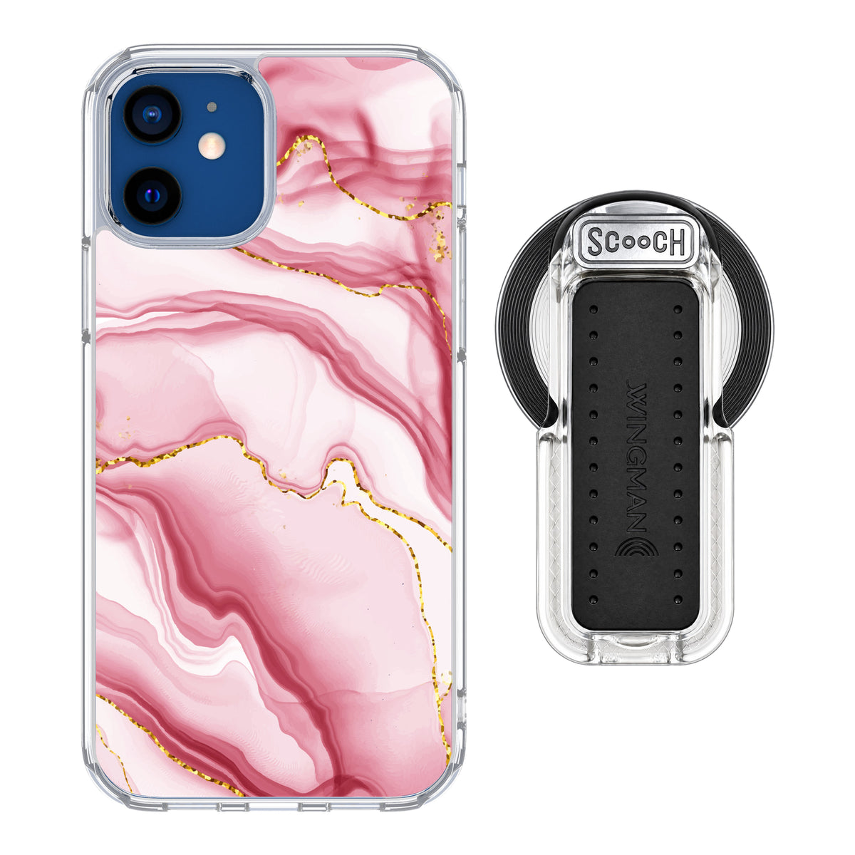 MagCase Blush Marble for iPhone 12 with Clear Wingback for MagSafe