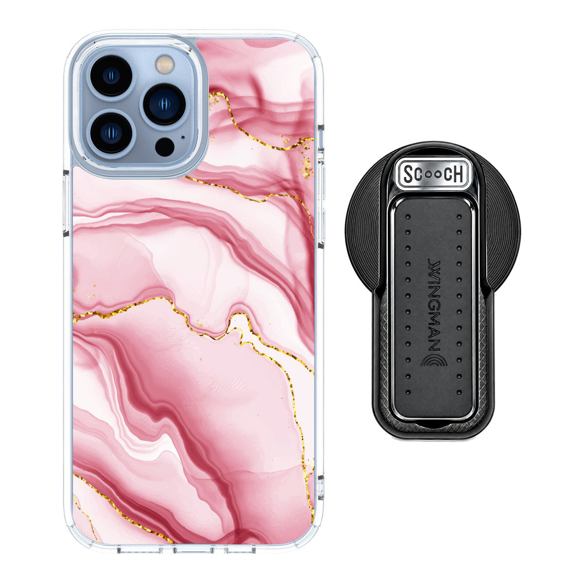MagCase Blush Marble for iPhone 13 Pro Max with Black Wingback for MagSafe