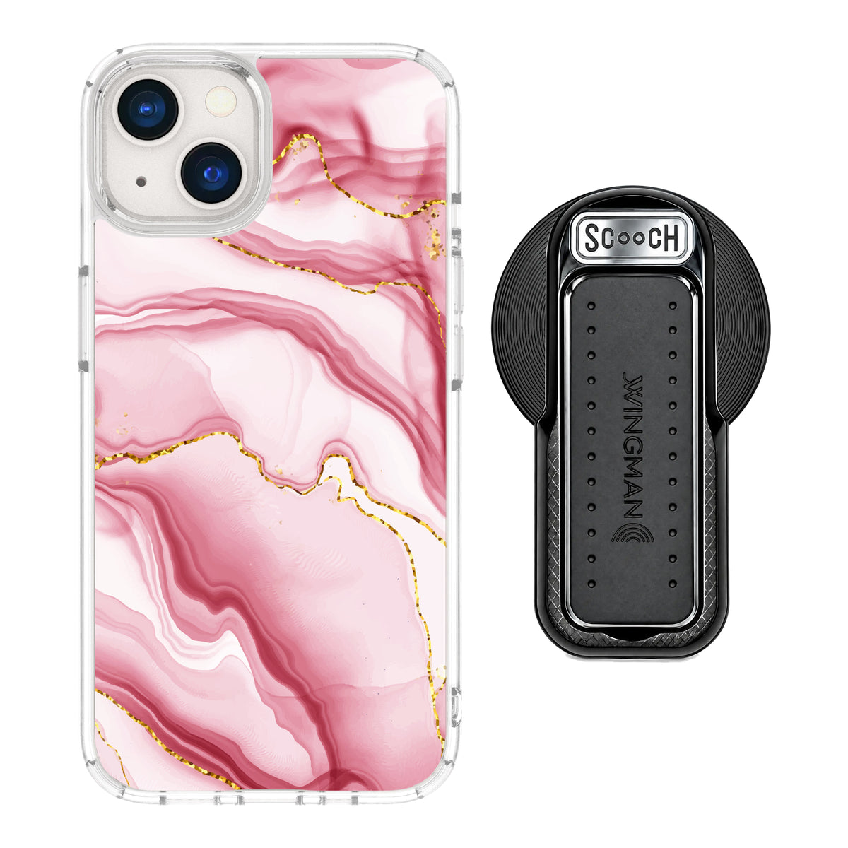 MagCase Blush Marble for iPhone 13 with Black Wingback for MagSafe