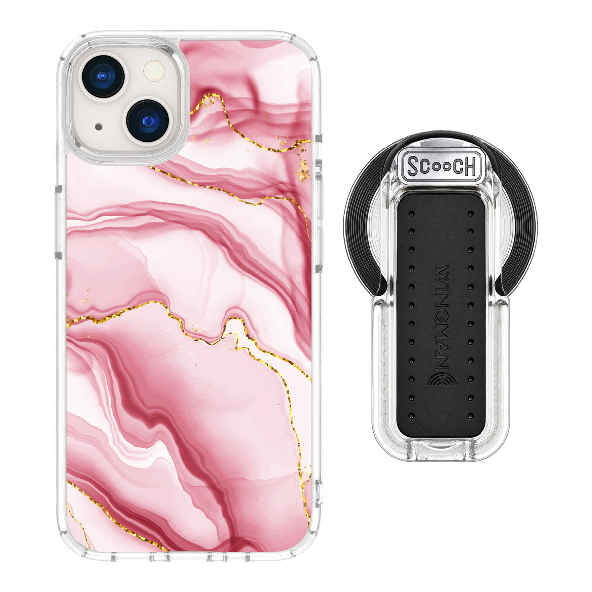 MagCase Blush Marble for iPhone 13 with Clear Wingback for MagSafe
