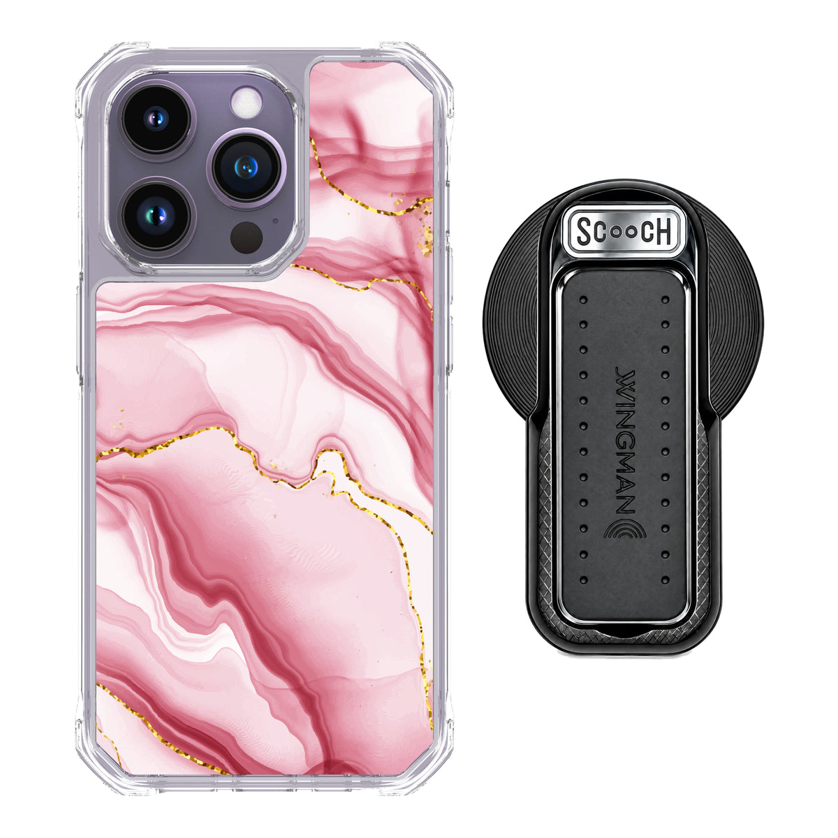 MagCase Blush Marble for iPhone 14 Pro with Black Wingback for MagSafe