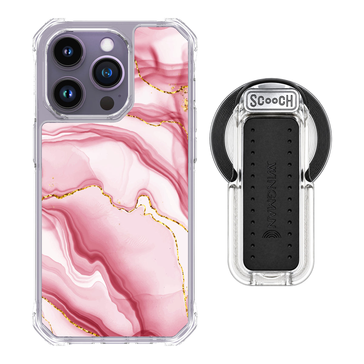 MagCase Blush Marble for iPhone 14 Pro with Clear Wingback for MagSafe