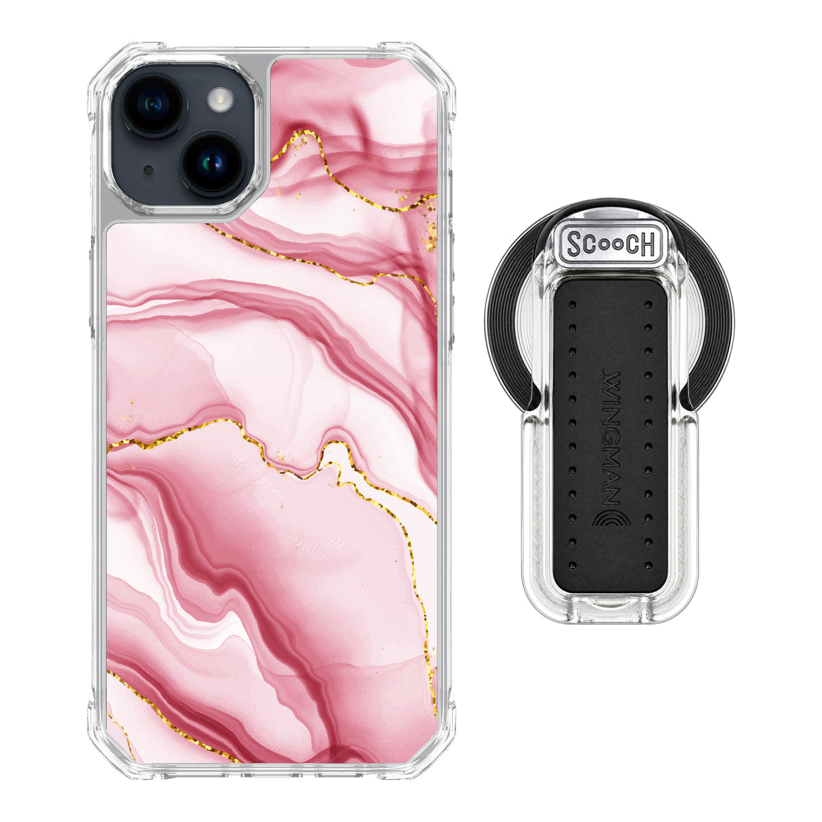 MagCase Blush Marble for iPhone 15 Plus with Clear Wingback for MagSafe