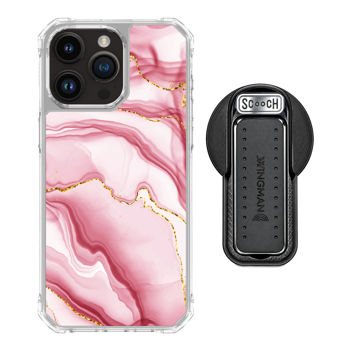 MagCase Blush Marble for iPhone 15 Pro Max with Black Wingback for MagSafe