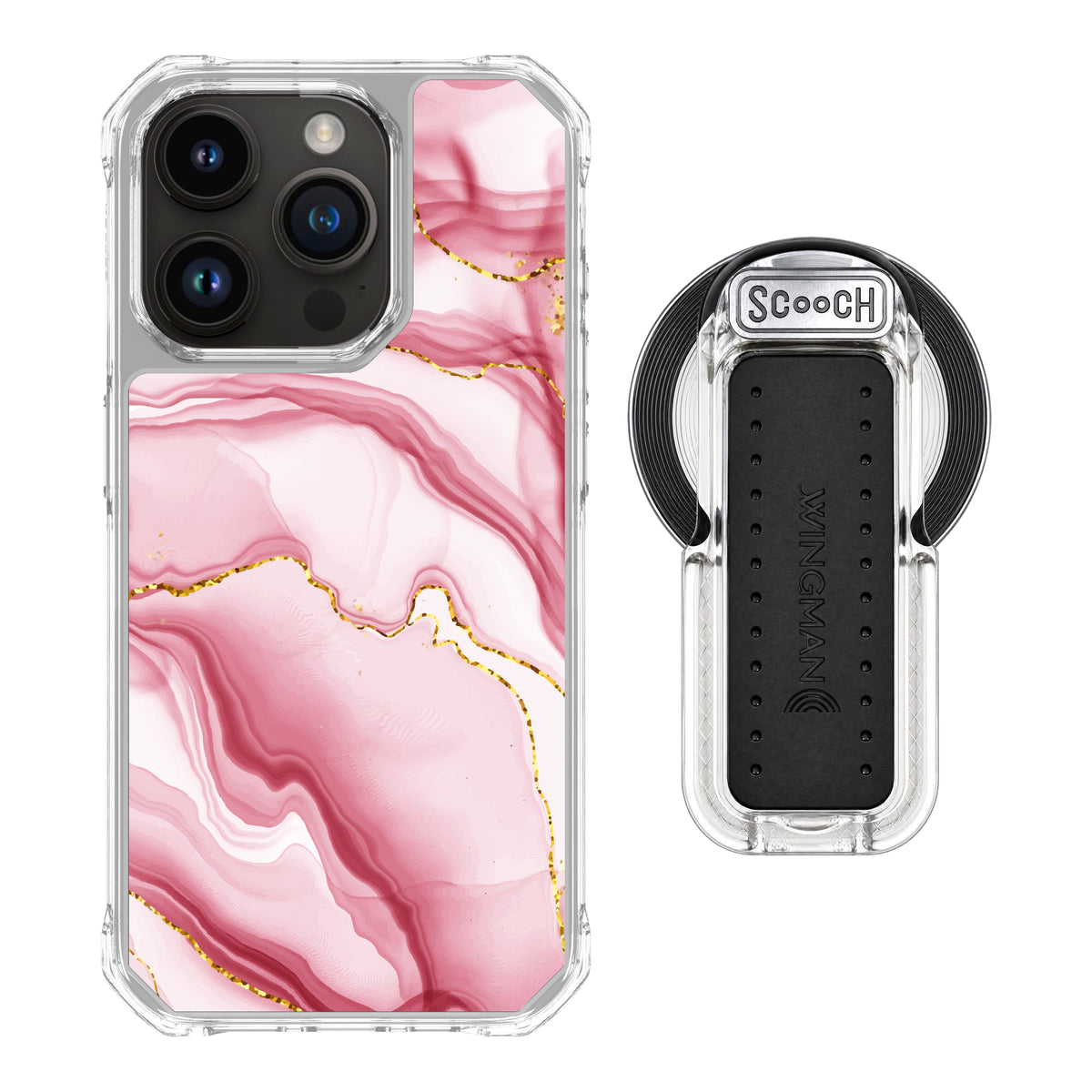 MagCase Blush Marble for iPhone 15 Pro with Clear Wingback for MagSafe