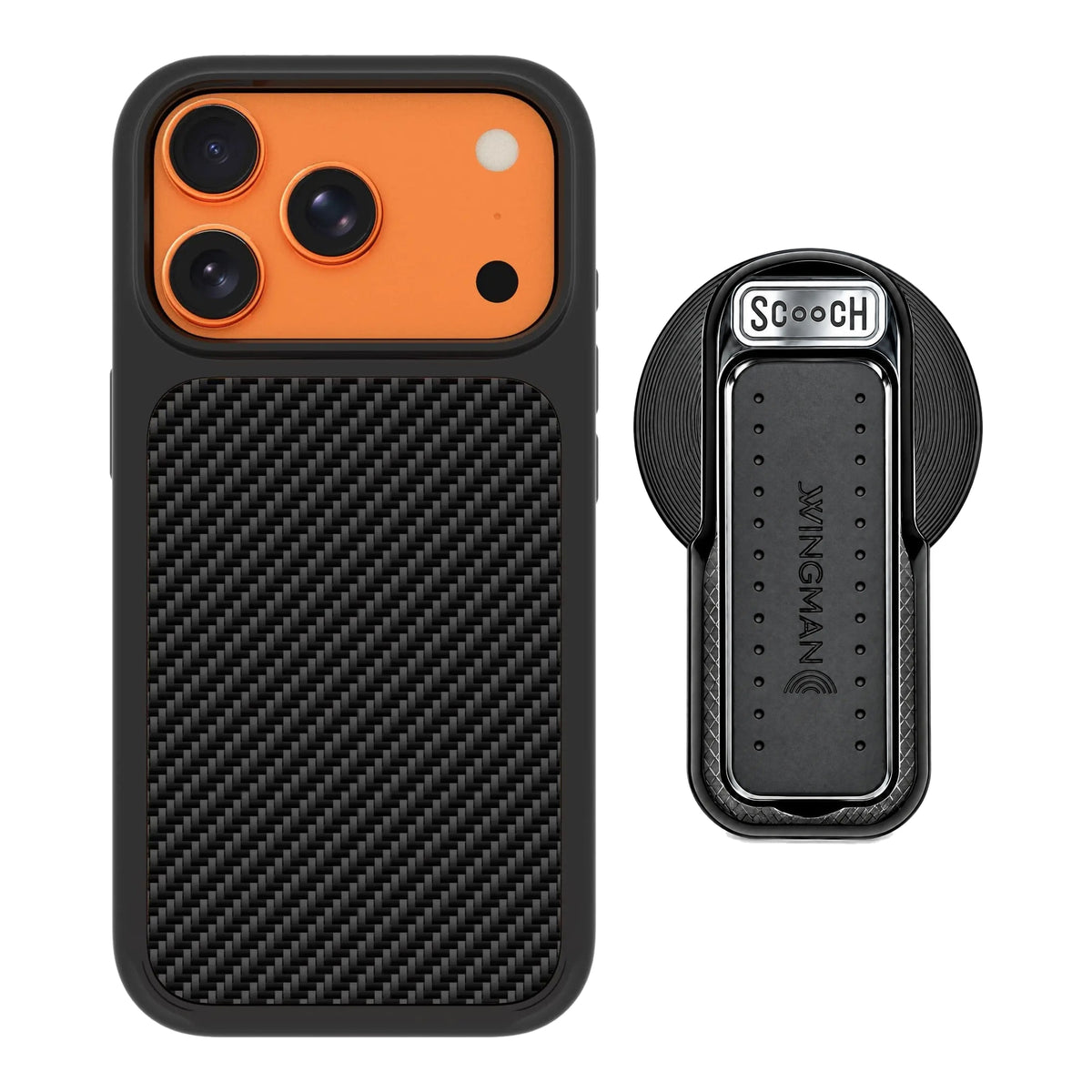 MagCase Carbon Fiber for iPhone 17 Pro with Black Wingback for MagSafe