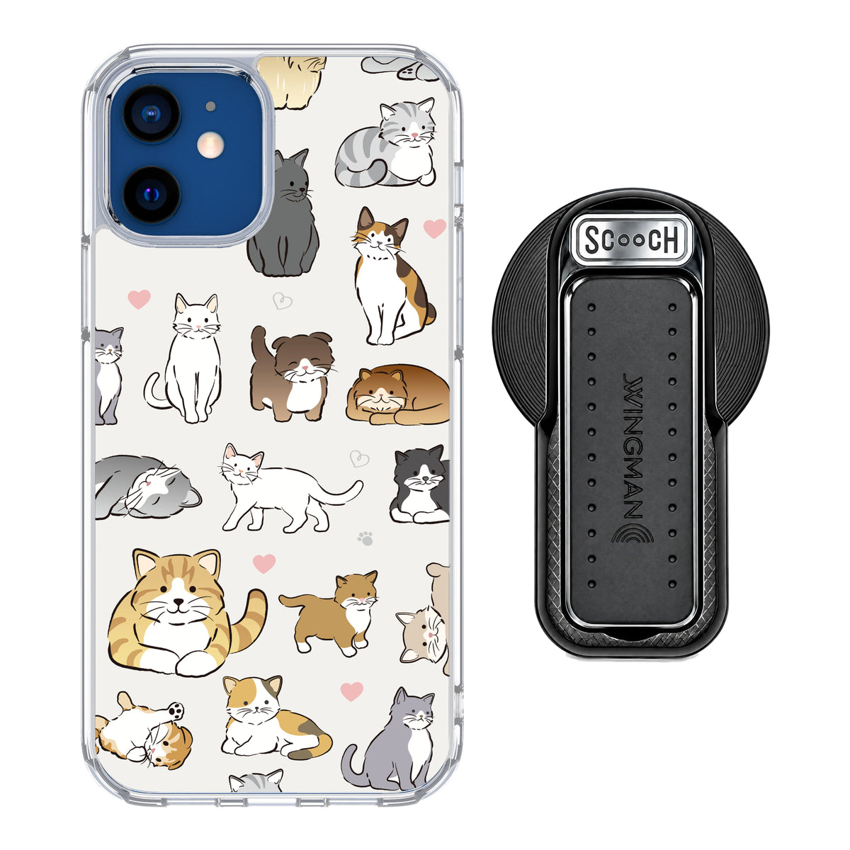 MagCase Cat Party for iPhone 12 with Black Wingback for MagSafe