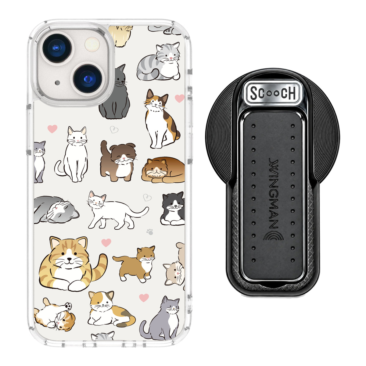 MagCase Cat Party for iPhone 13 mini with Black Wingback for MagSafe