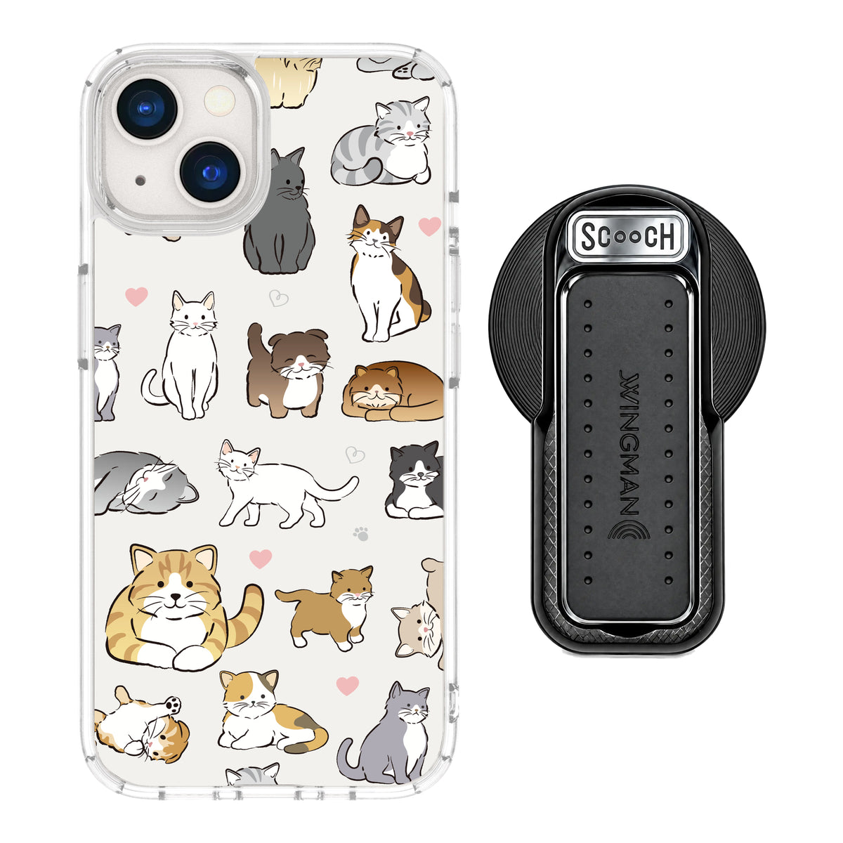 MagCase Cat Party for iPhone 13 with Black Wingback for MagSafe