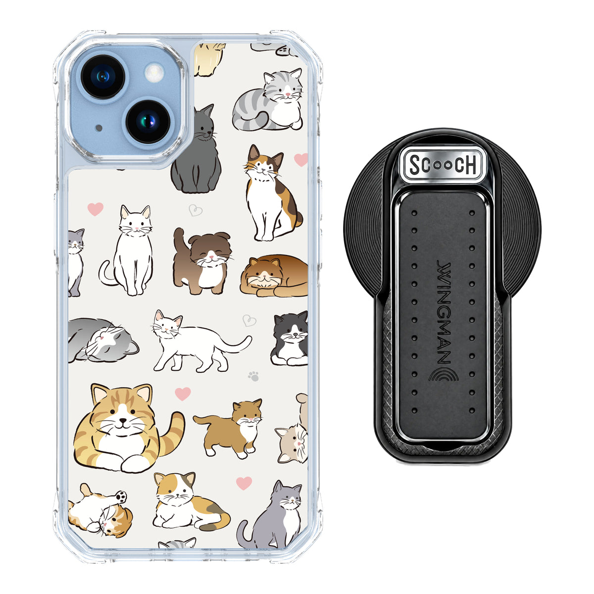 MagCase Cat Party for iPhone 14 with Black Wingback for MagSafe