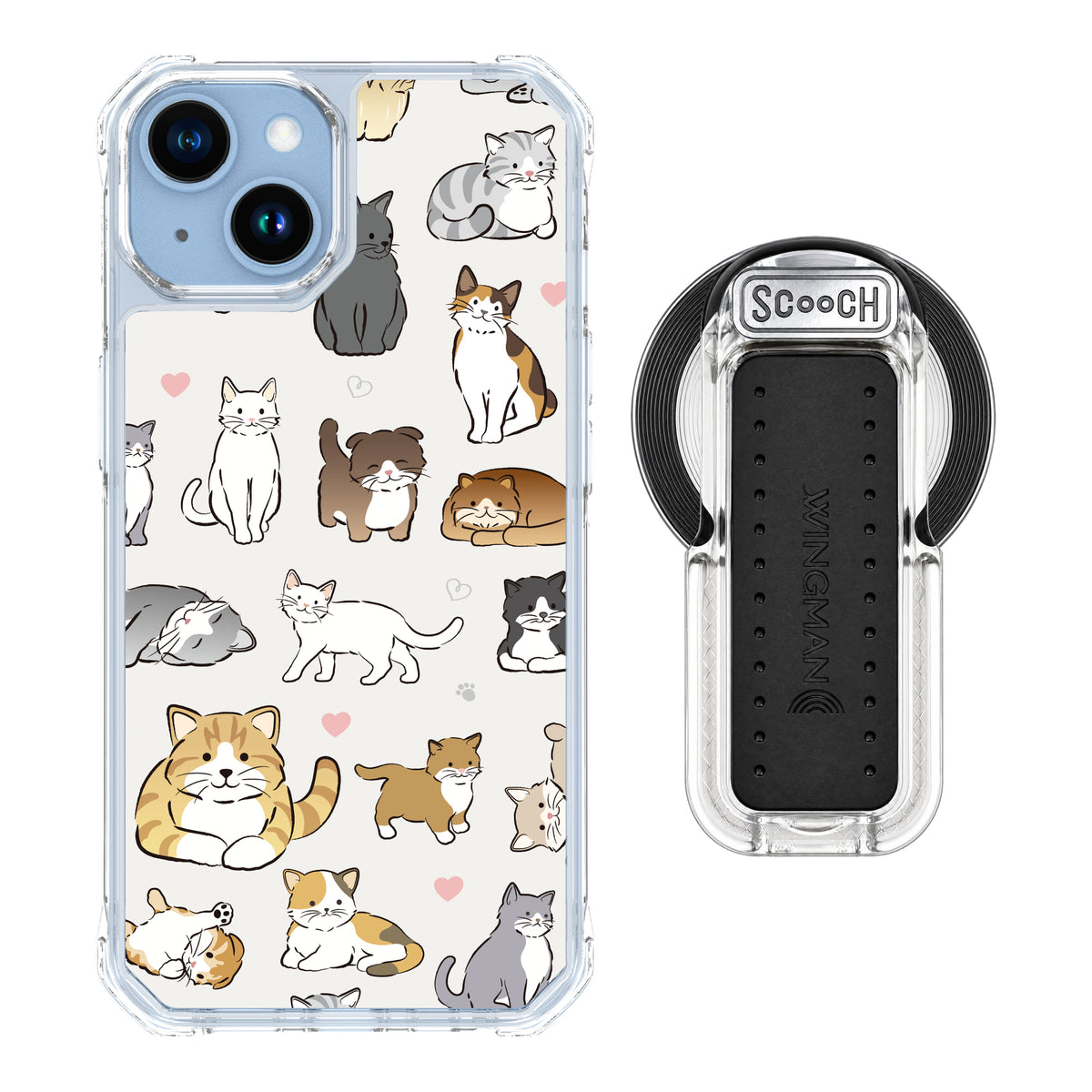 MagCase Cat Party for iPhone 14 with Clear Wingback for MagSafe