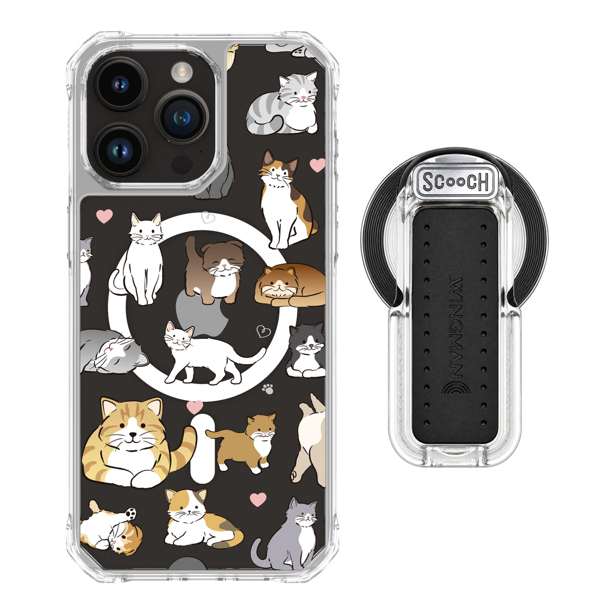 MagCase Cat Party for iPhone 15 Pro Max with Clear Wingback for MagSafe