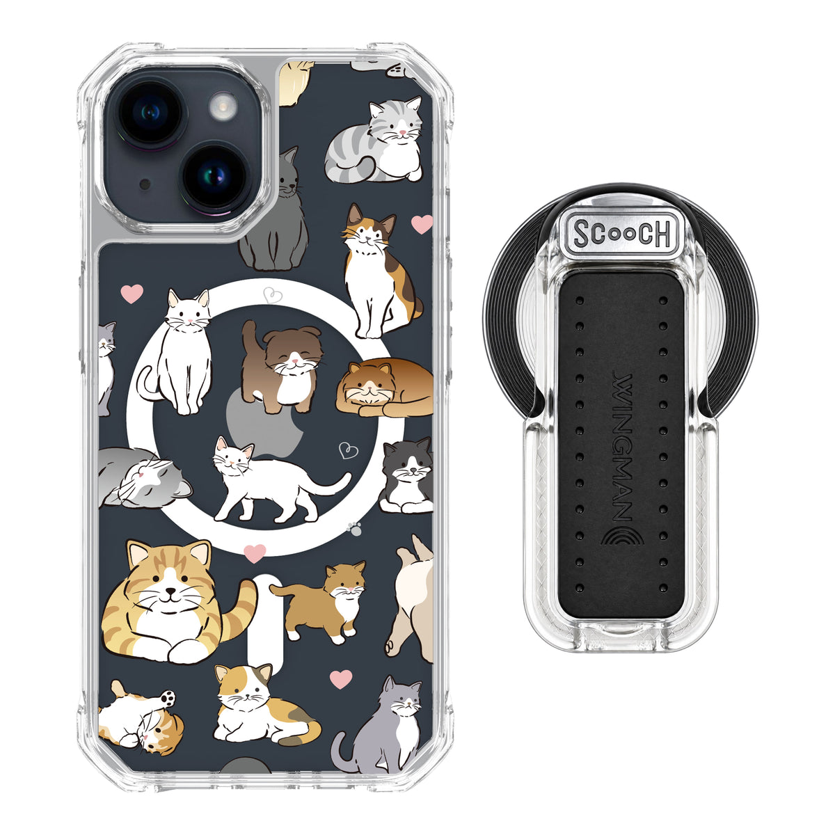 MagCase Cat Party for iPhone 15 with Clear Wingback for MagSafe