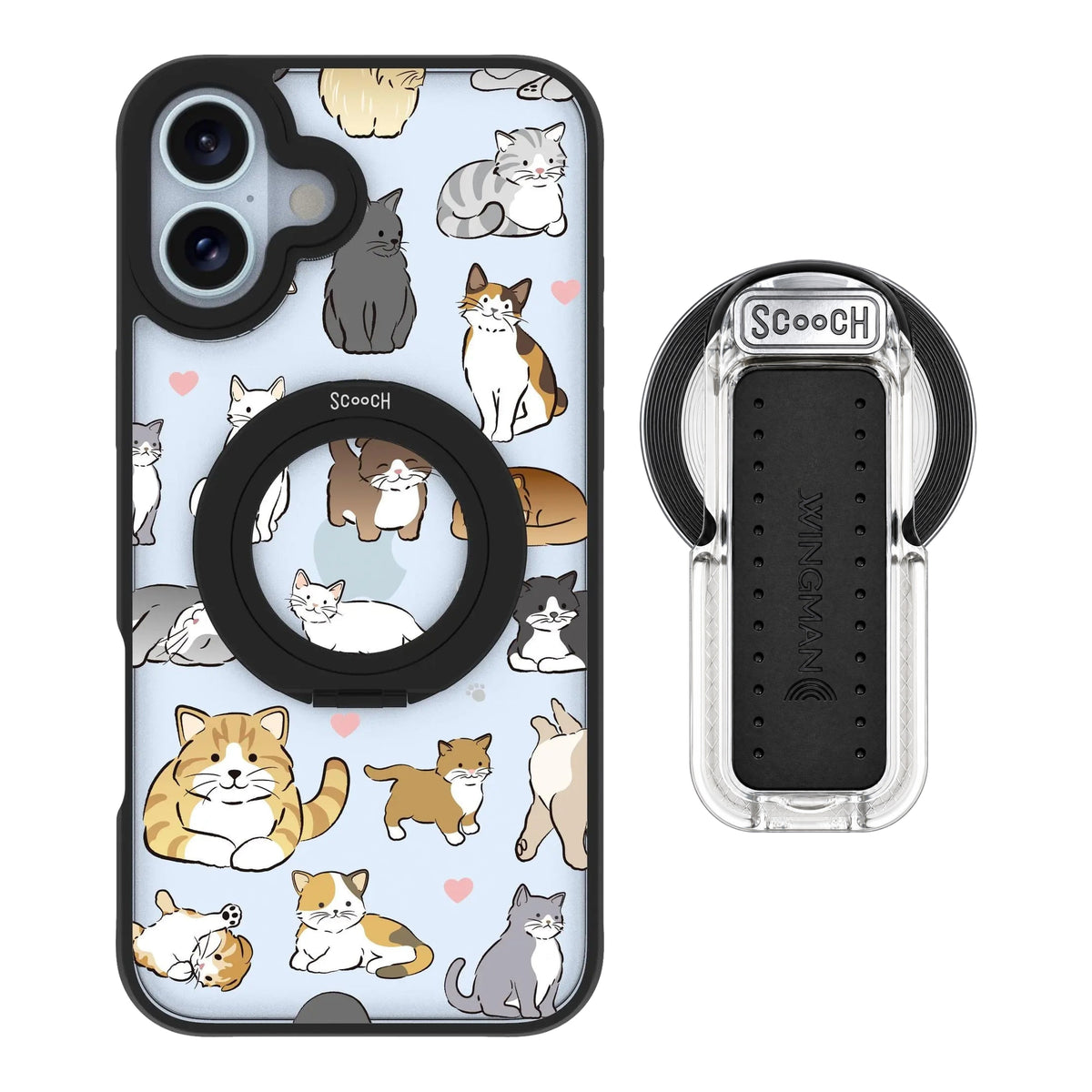 HaloCase Cat Party for iPhone 16 Plus with Clear Wingback for MagSafe