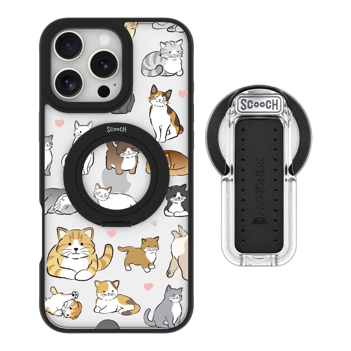 HaloCase Cat Party for iPhone 16 Pro Max with Clear Wingback for MagSafe