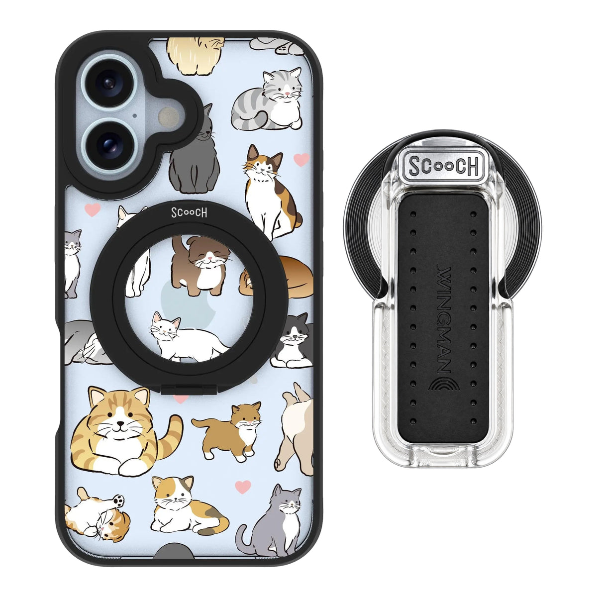 HaloCase Cat Party for iPhone 16 with Clear Wingback for MagSafe