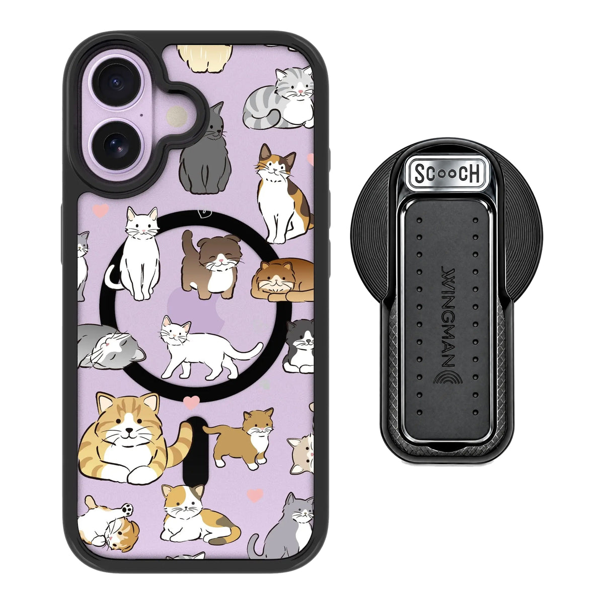 MagCase Cat Party for iPhone 17 with Black Wingback for MagSafe