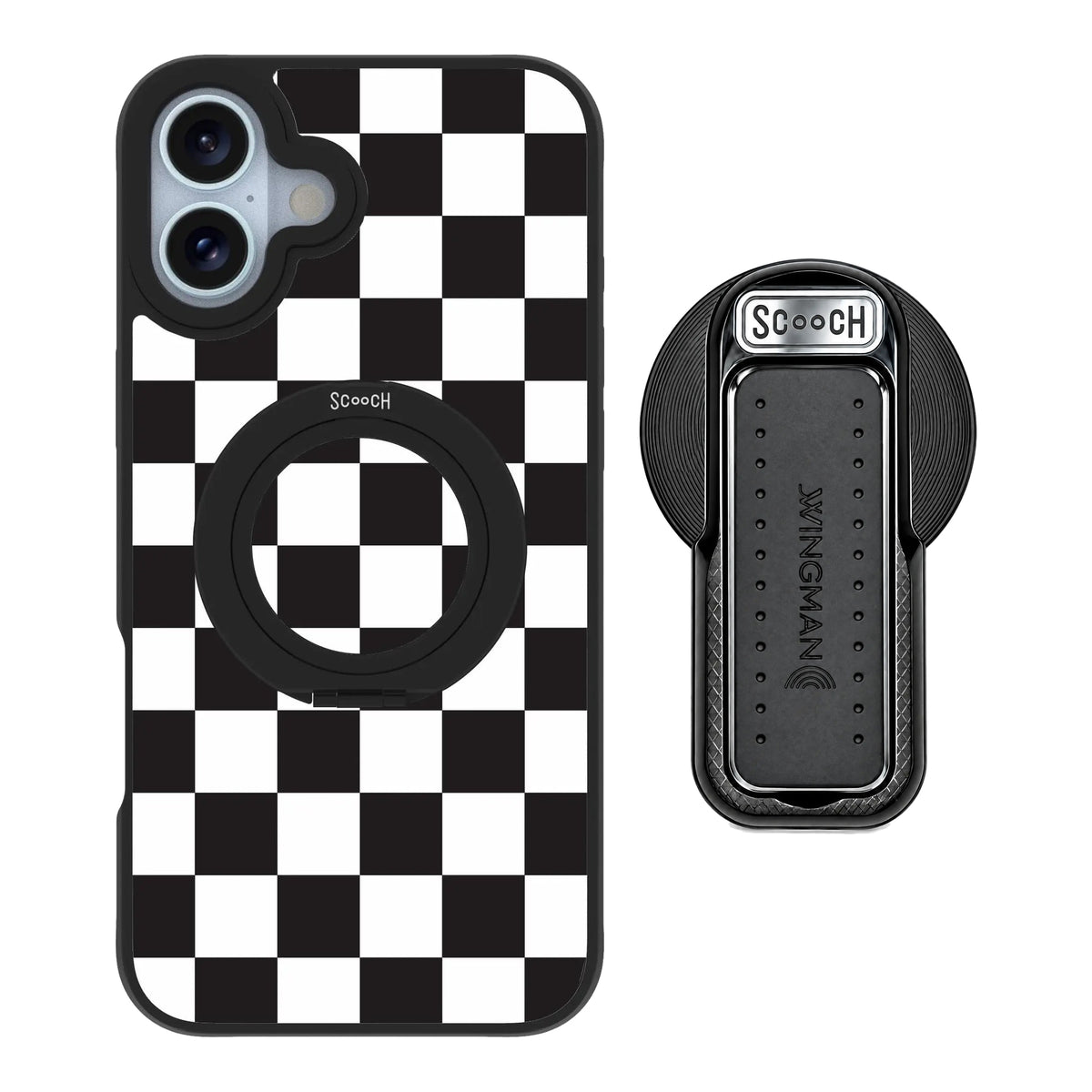 HaloCase Checkered for iPhone 16 Plus with Black Wingback for MagSafe