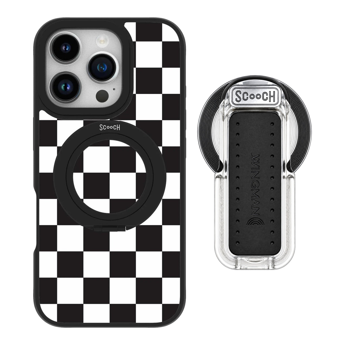 HaloCase Checkered for iPhone 16 Pro with Clear Wingback for MagSafe