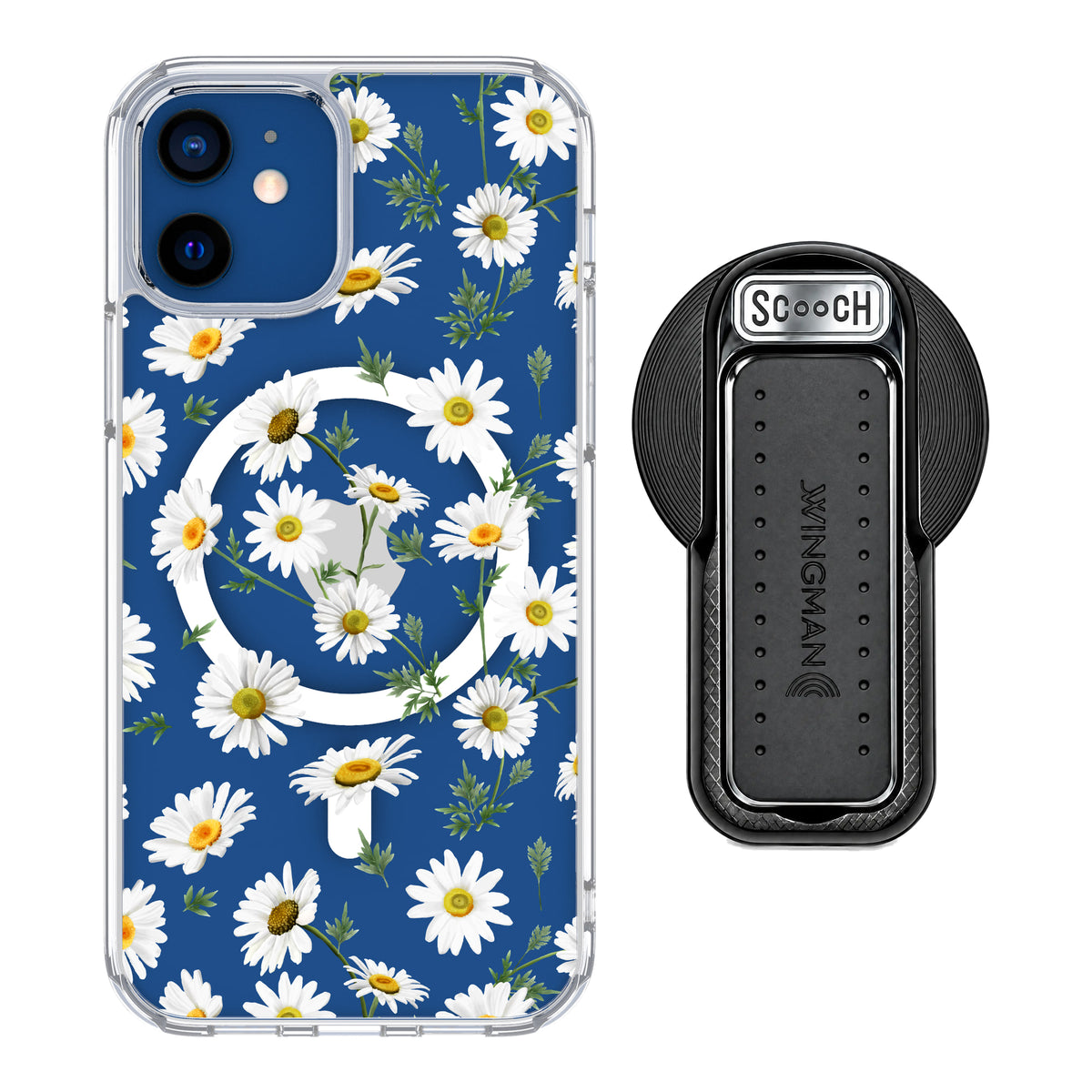 MagCase Daisies for iPhone 12 with Black Wingback for MagSafe