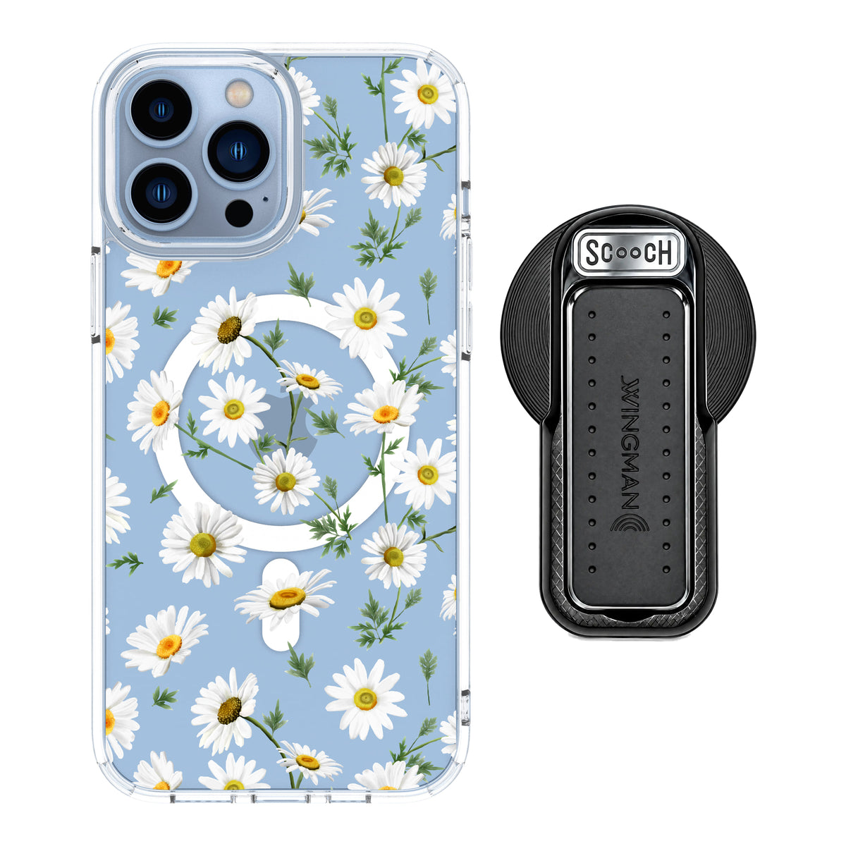 MagCase Daisies for iPhone 13 Pro Max with Black Wingback for MagSafe
