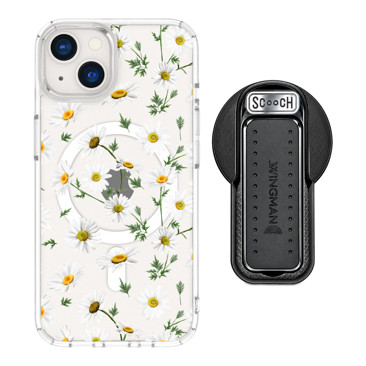 MagCase Daisies for iPhone 13 with Black Wingback for MagSafe