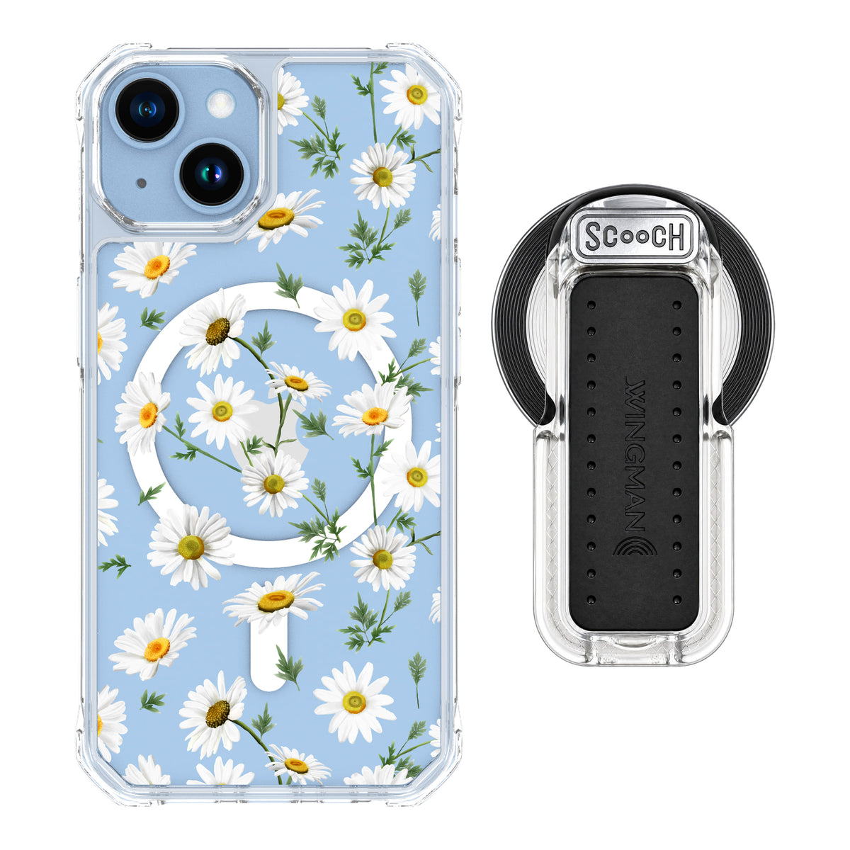 MagCase Daisies for iPhone 14 with Clear Wingback for MagSafe