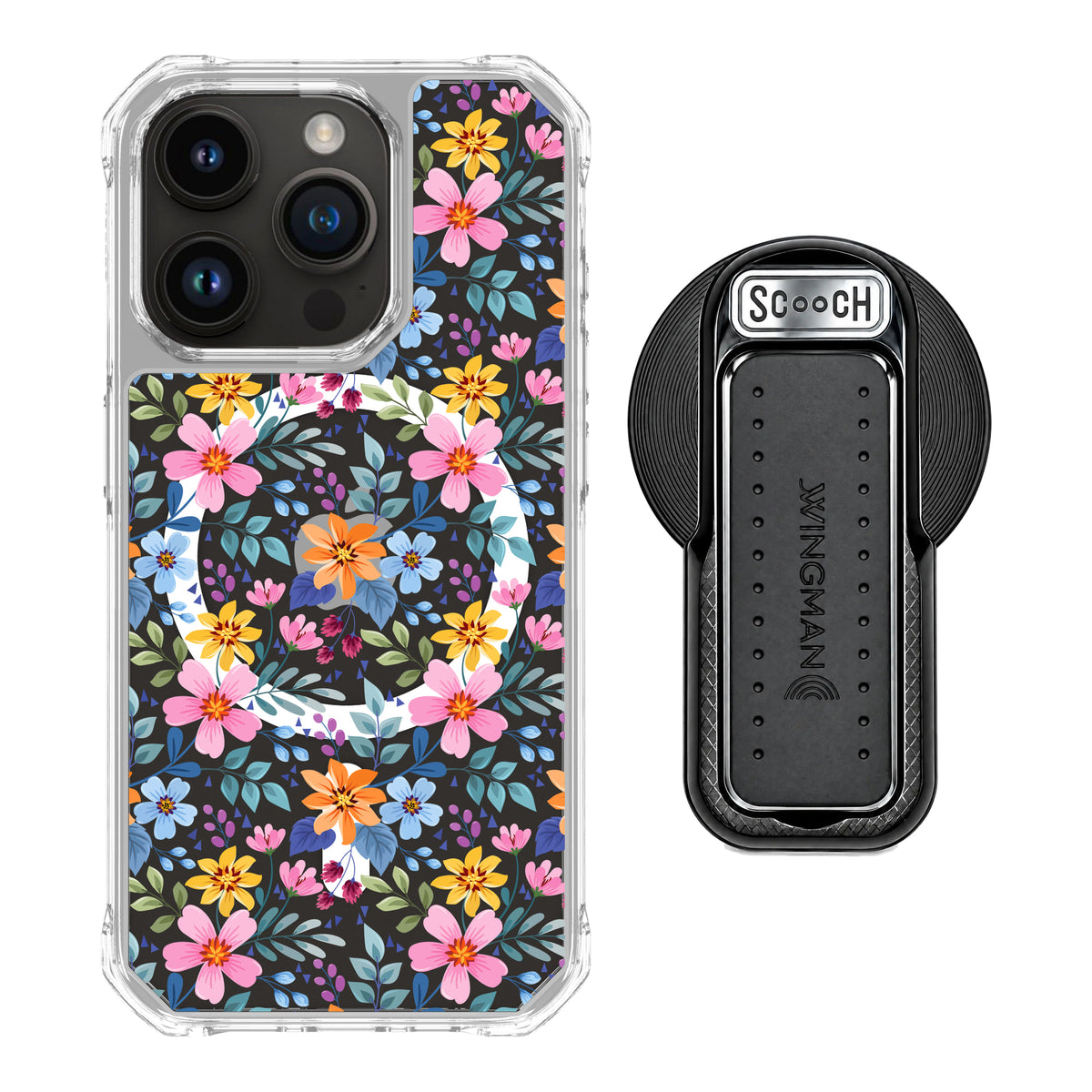 MagCase Full Bloom for iPhone 15 Pro with Black Wingback for MagSafe