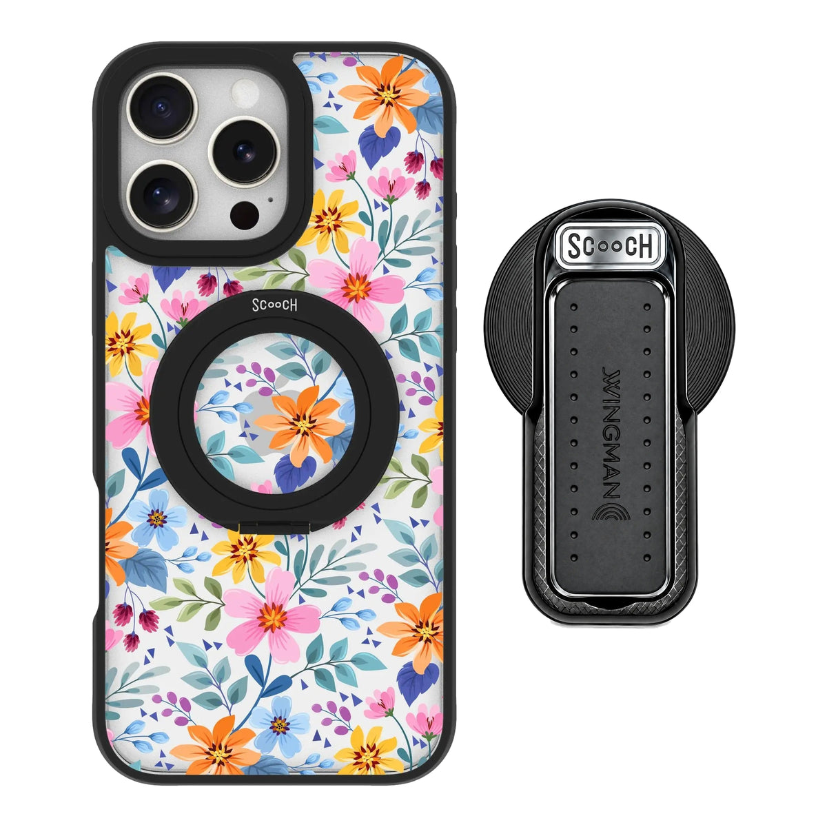 HaloCase Full Bloom for iPhone 16 Pro Max with Black Wingback for MagSafe