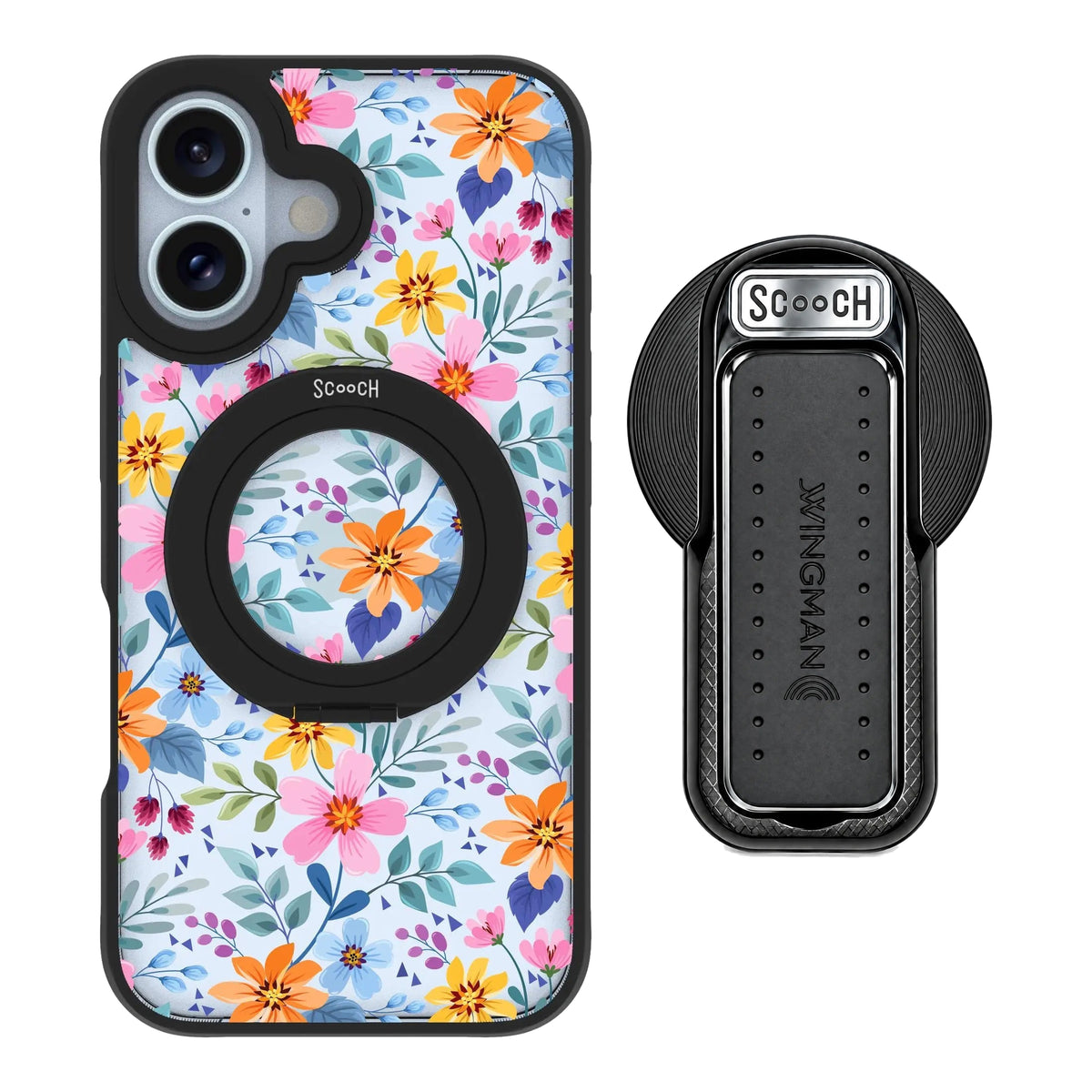 HaloCase Full Bloom for iPhone 16 with Black Wingback for MagSafe