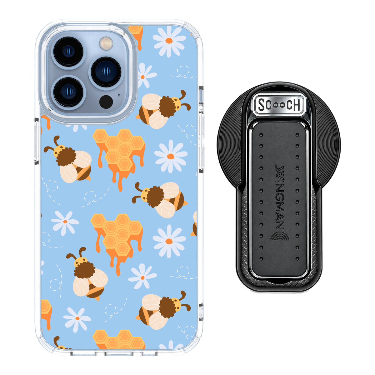 MagCase Honey Bees for iPhone 13 Pro with Black Wingback for MagSafe