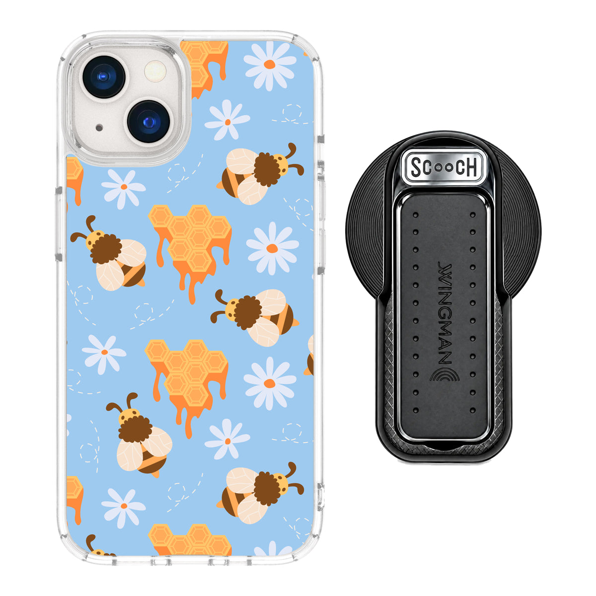 MagCase Honey Bees for iPhone 13 with Black Wingback for MagSafe