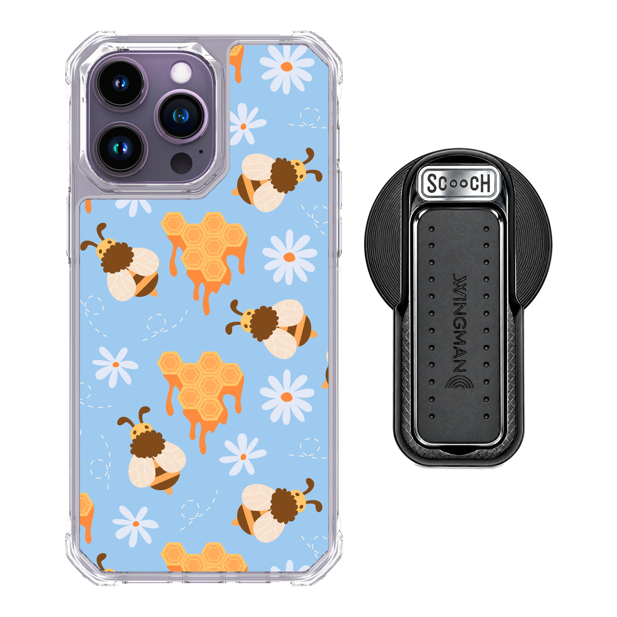 MagCase Honey Bees for iPhone 14 Pro Max with Black Wingback for MagSafe