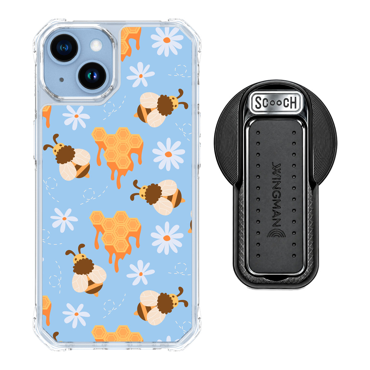 MagCase Honey Bees for iPhone 14 with Black Wingback for MagSafe