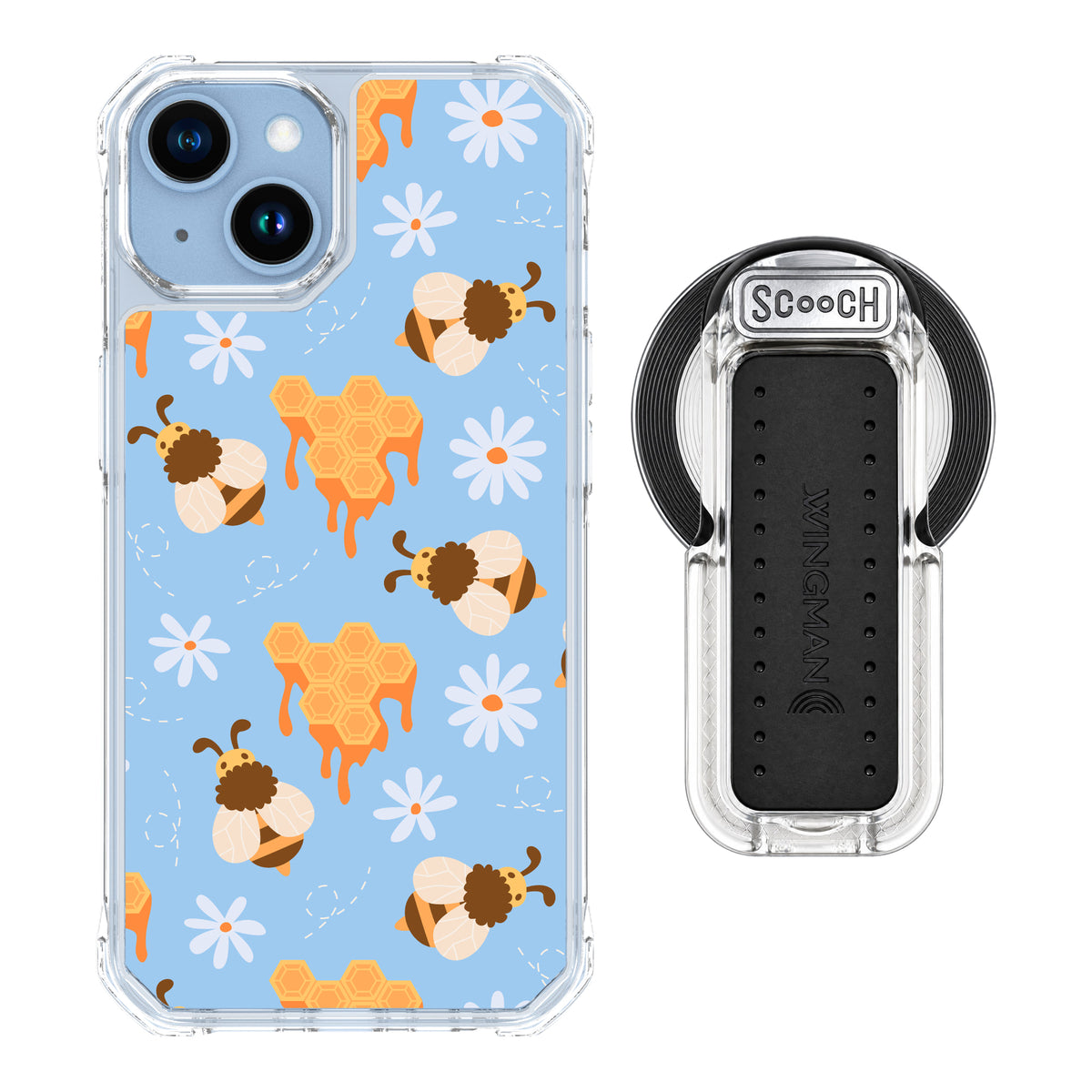 MagCase Honey Bees for iPhone 14 with Clear Wingback for MagSafe