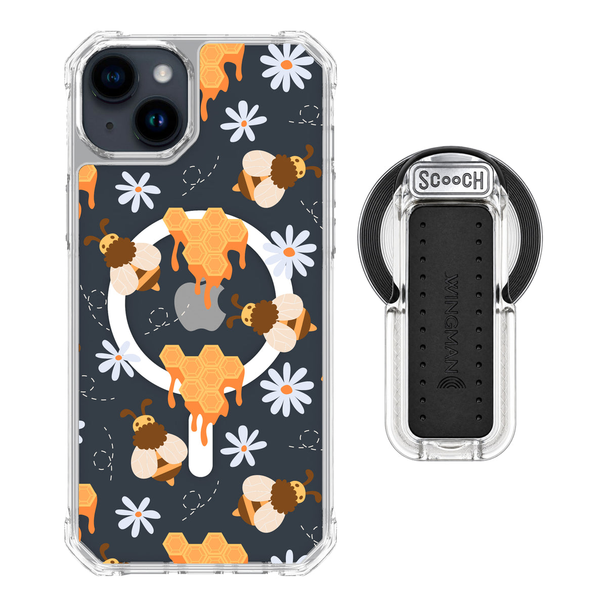 MagCase Honey Bees for iPhone 15 Plus with Clear Wingback for MagSafe